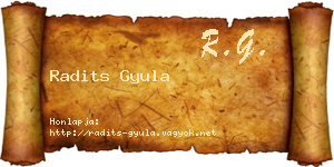 Radits Gyula névjegykártya